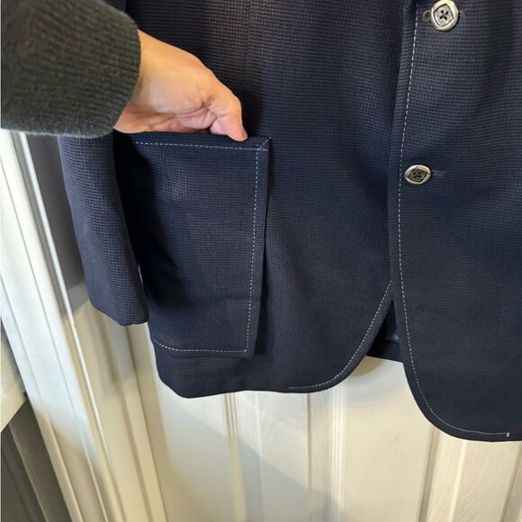 Vintage 1950s Marx-Haas Navy Vintage Men's Blazer Sport Coat Jacket - Size 40 - Picture 8 of 13